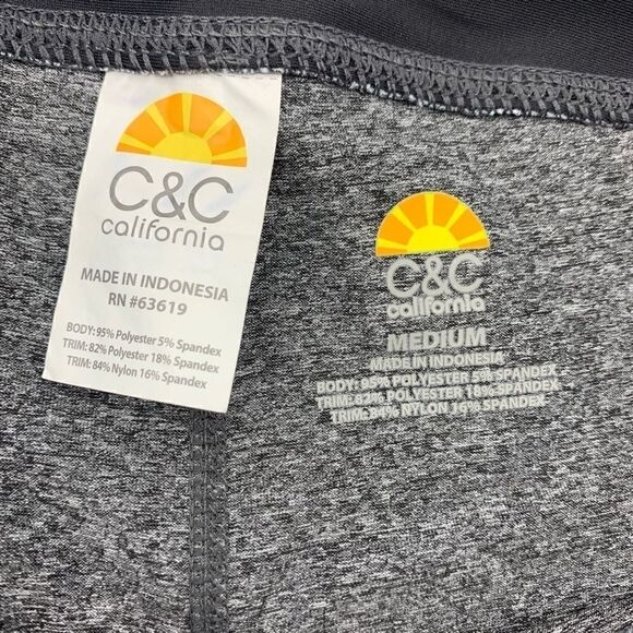 C&C California yoga legging gray colorblock mesh M - Picture 8 of 10